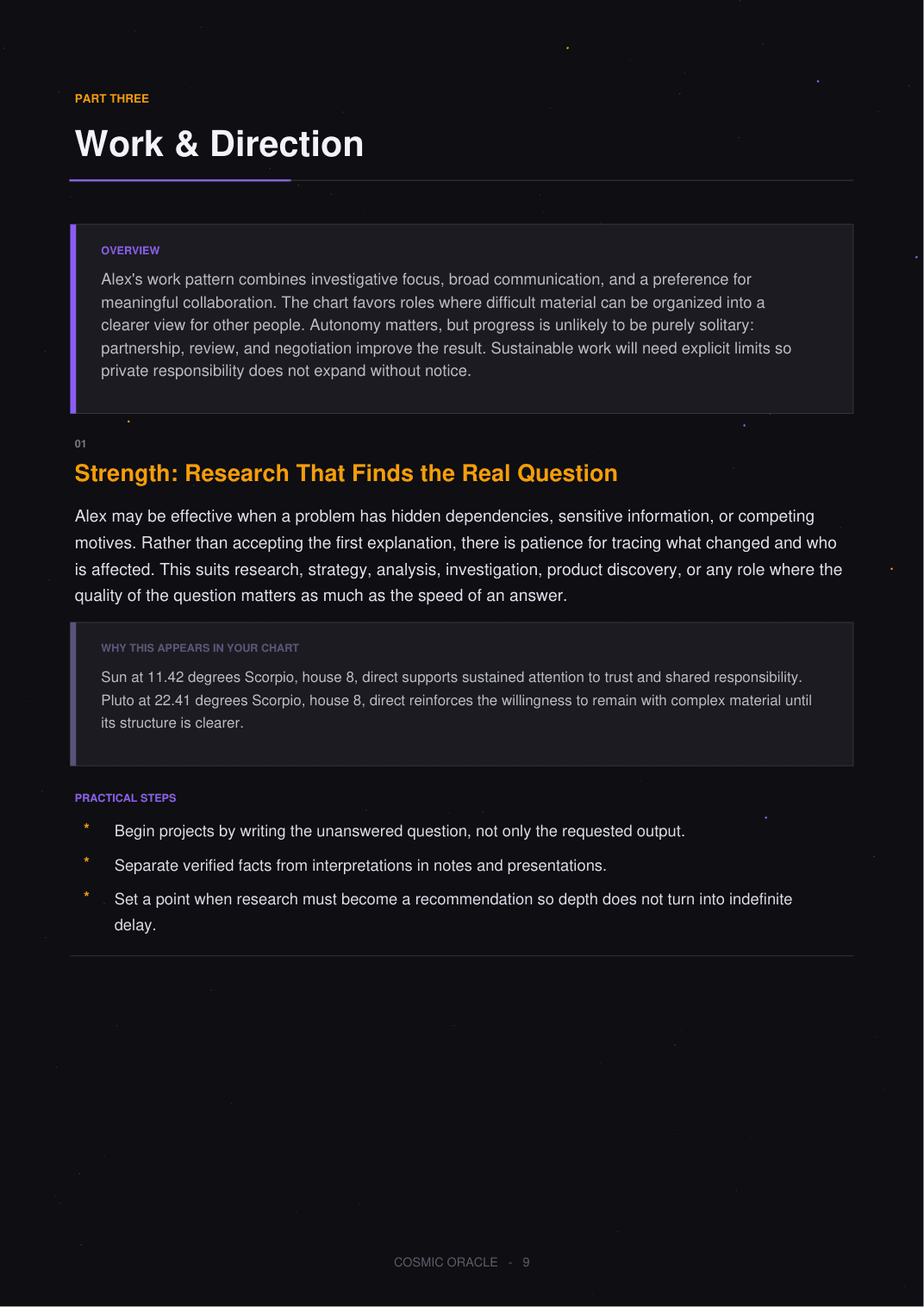 Sample work reading page